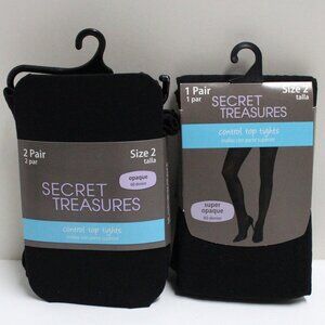 3 Pair Secret Treasures Control Top Size 2 Black Tights - Opacity Differences